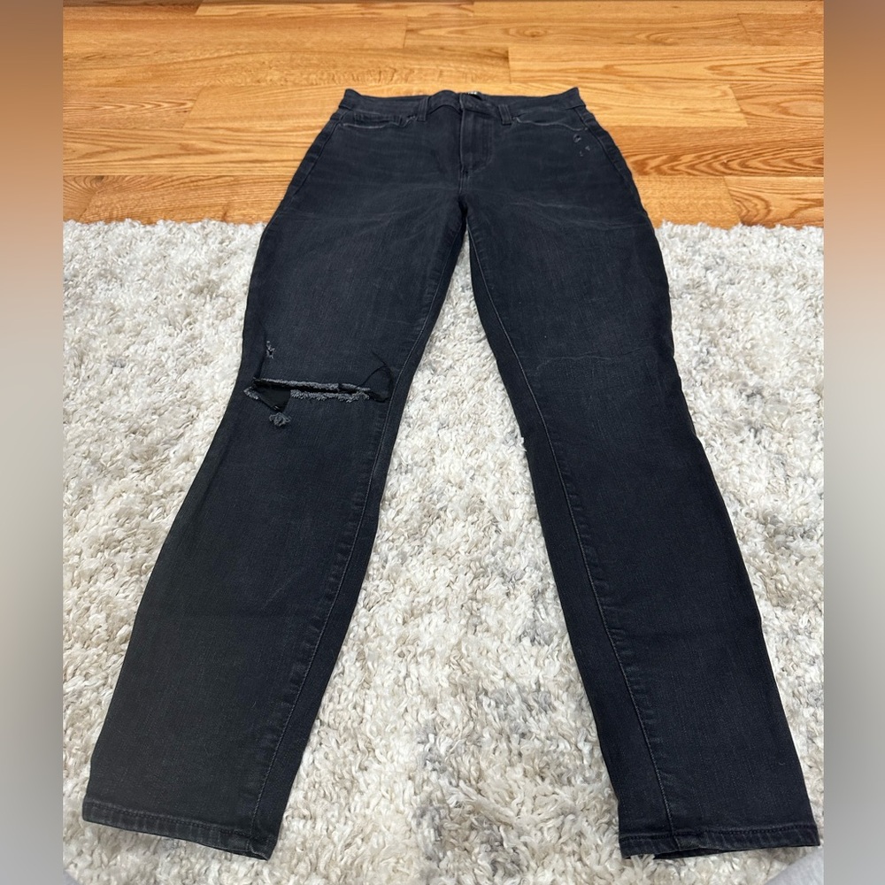 PAIGE Black/Grey Distressed Skinny Jeans